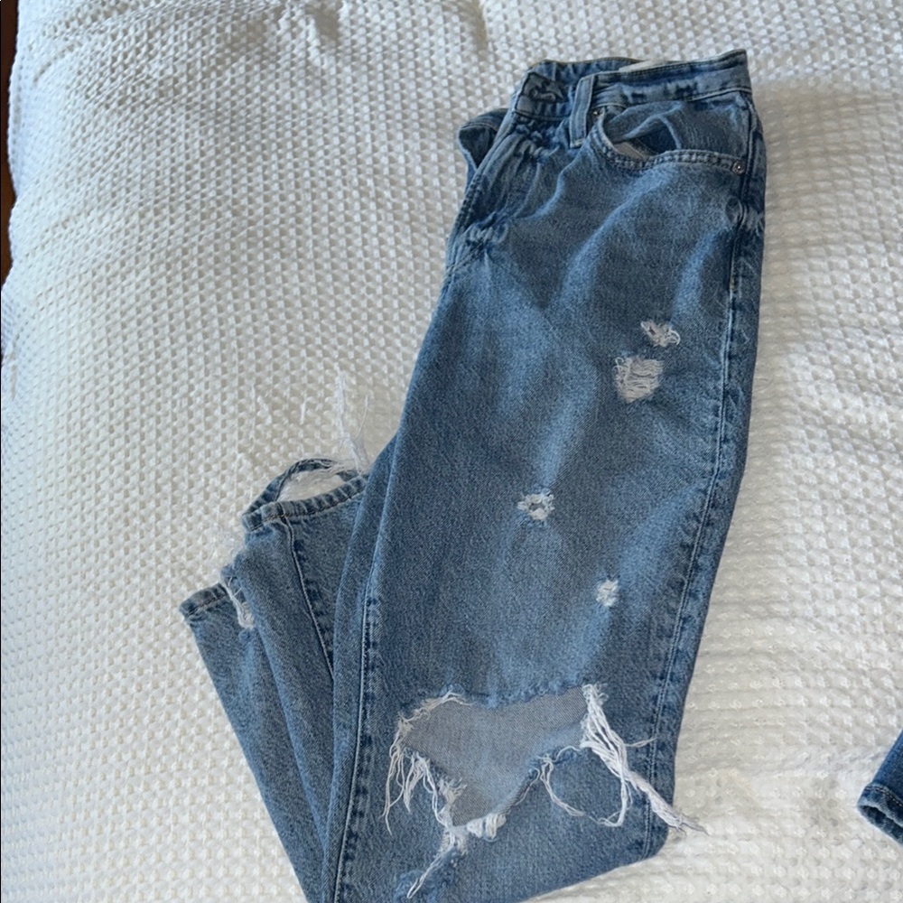 Distressed Blue Jeans